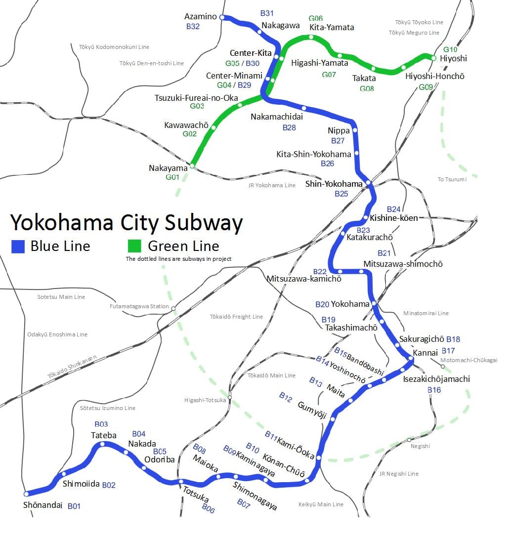 Yokohama метро мапа